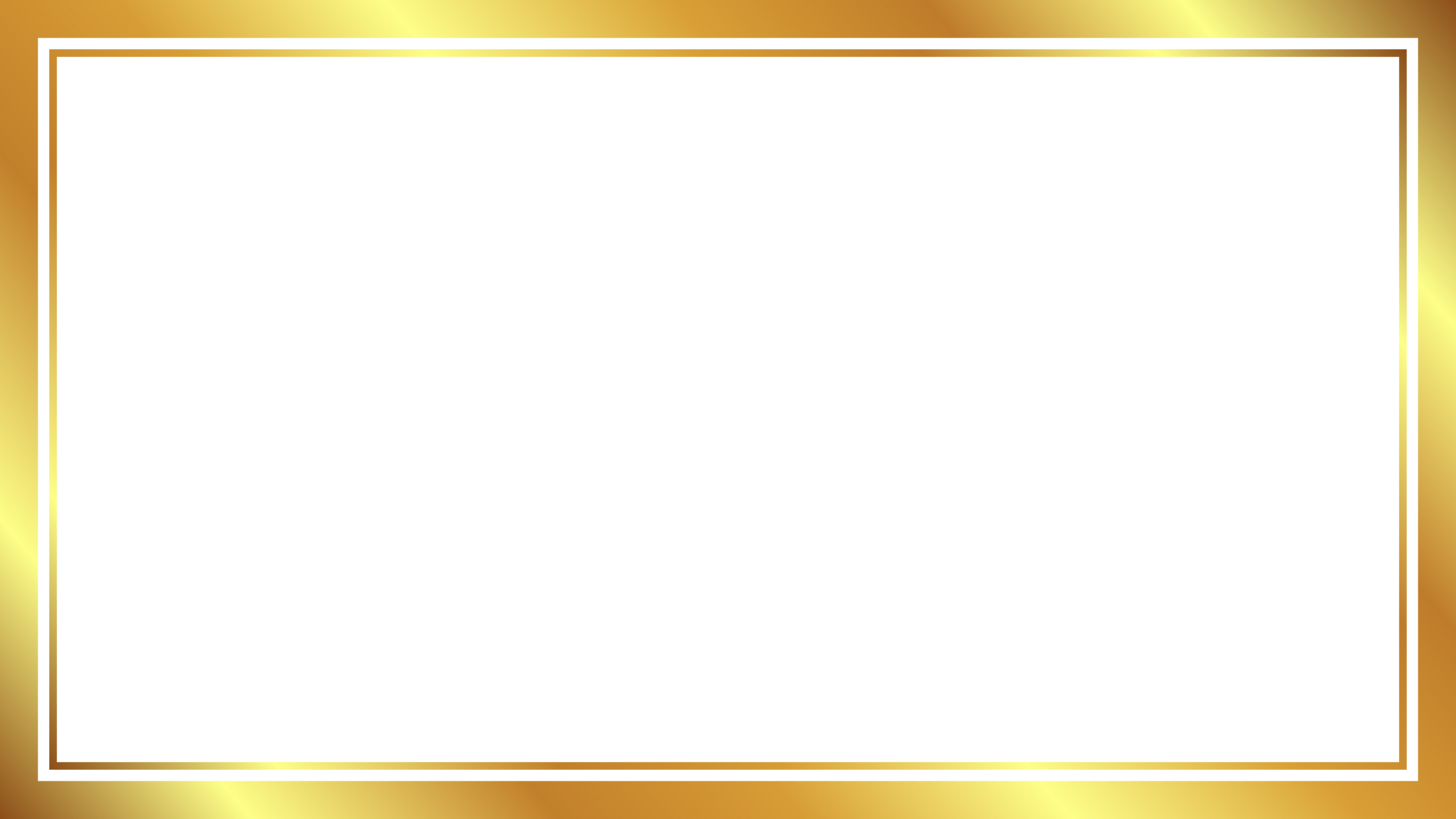 Golden frame rectangle on transparent background